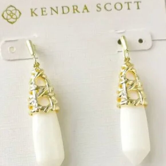 Kendra Scott - White Stone Gold Boho Mussel Drop Earrings
